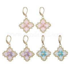 3 пара серег с цветочным креплением из стеклянного бисера ручной работы EJEW-MZ00578