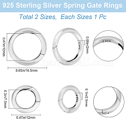 2 шт. 2 стиля 925 кольца с пружинным затвором из стерлингового серебра STER-BBC0006-46