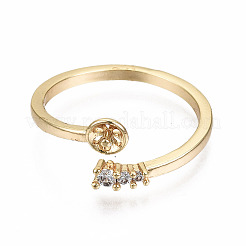 Латунь микропейв прозрачный кубический цирконий колышек поручни манжеты настройки кольца для пальца KK-T056-117G-NF