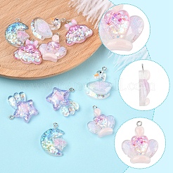 10шт 5 стиля прозрачные подвески из смолы RESI-FS0002-08