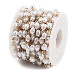 Овальные цепочки из бисера ручной работы из искусственного жемчуга CHS-P019-09B-G