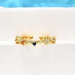 Манжеты из латуни с микро паве кубический цирконий для женщин RJEW-H247-02G