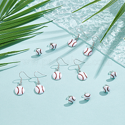 6 пара бейсбольных сережек-гвоздиков и подвесных сережек из сплава в 2 стилях&nbsp;EJEW-ME0001-18