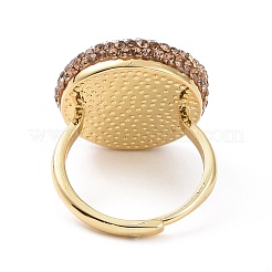 Натуральное лабрадоритовое плоское круглое регулируемое кольцо со стразами RJEW-A011-04G