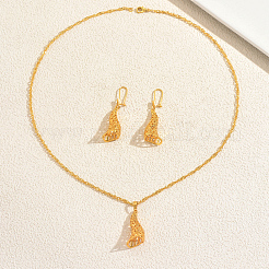 Модные комплекты из латунных подвесок и серег с цветочным мотивом для женщин LX5505