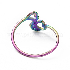 Кольцо с ионным покрытием (IP) 201 из нержавеющей стали с отпечатком лапы и сердцем RJEW-J051-27MC