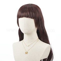 Стеклянная бабочка и подвески из натурального жемчуга двухслойное колье с прозрачным кубическим цирконием NJEW-TA00043-04