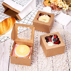 Квадратные бумажные коробки для печенья с квадратным прозрачным окном с кружевными краями CON-TAC0001-12A-02