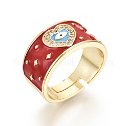 Регулируемые латунные кольца с прозрачным кубическим цирконием RJEW-T016-16G-NF