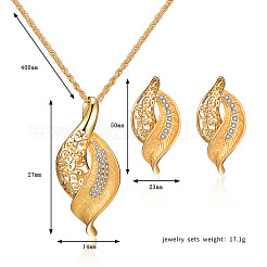 Ожерелья с подвесками из листового сплава и комплекты серег-гвоздиков со стразами FS-WG55378-01