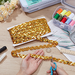 Блестящая волнистая полиэстеровая кружевная лента с пайетками из ПВХ OCOR-WH0078-351B