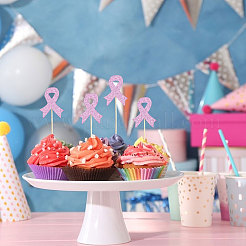 12 пакетик октябрь рак груди розовая лента осведомленность бумага блестки пудра вставки для торта DIY-CA0007-71