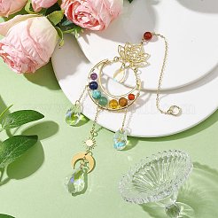 7 драгоценный камень чакры и подвесные украшения в виде луны лотоса HJEW-TA00176