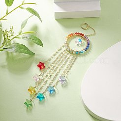 Проволочные кольца с подвесками из натуральных драгоценных камней&nbsp;HJEW-JM01035