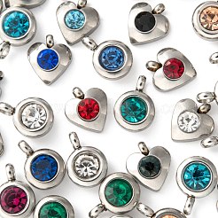 25 шт. 12-цветный шарм из нержавеющей стали 304 со стразами STAS-LS0001-19P