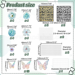 Наборы акриловых наклеек и искусственный цветок из ткани AJEW-GA0007-20