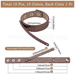 10шт 10-х цветные браслеты из искусственной кожи&nbsp;BJEW-CL0001-26