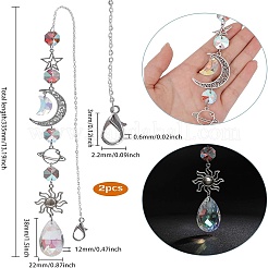 Подвеска со стразами из стекла в виде капли HJEW-CA0001-55