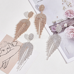 2 пара двухцветных сережек-гвоздиков с цепочкой и кисточками из кристаллов и страз EJEW-FI0001-02