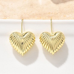 Текстурированные серьги-подвески в форме сердца из латуни EJEW-B132-04G
