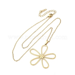 Ожерелья с подвесками из полого цветка из нержавеющей стали 304 NJEW-M096-25G