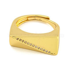 Регулируемые кольца из латуни с микропаве из прозрачного кубического циркония&nbsp;RJEW-B069-01G