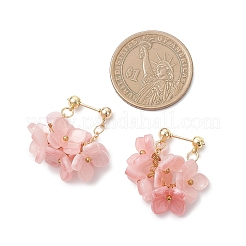 Серьги-гвоздики с цветком из латуни и смолы&nbsp;EJEW-TA00778-02