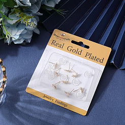 6 пара сережек-гвоздиков из латуни с прозрачным кубическим цирконием&nbsp;KK-BBC0019-05A