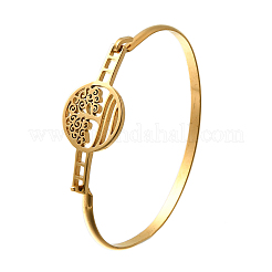 Женские браслеты с плоскими круглыми звеньями из нержавеющей стали 201&nbsp;LS-BJEW-R014-01G-01