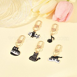 5 шт. подвеска из сплава и эмали на тему кошек и музыки HJEW-FS00035-03