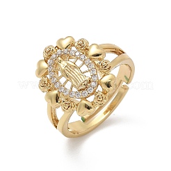 Кольца на палец с прозрачным кубическим цирконием на тему Девы Марии&nbsp;RJEW-G337-02G-07