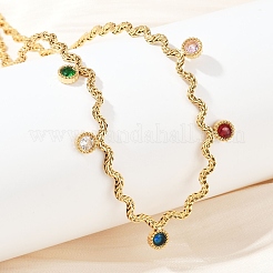 Ожерелья-кисточки из нержавеющей стали 304 с разноцветными кубическими цирконами для женщин&nbsp;NJEW-V015-01G-D