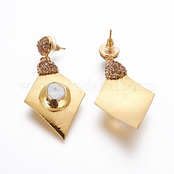 Натуральная жемчужина болтается серьги EJEW-F218-11G