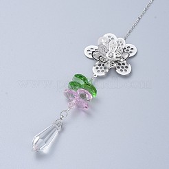 Хрустальная остроконечная пуля люстра призма украшения висит ловец солнца AJEW-I040-14P