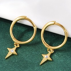 Серьги-кольца star 925 из стерлингового серебра с микропаве из прозрачных кубических цирконий для женщин&nbsp;EJEW-G427-03G