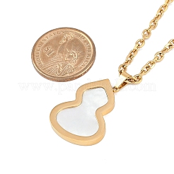 Ионное покрытие (ip) 304 нержавеющая сталь pave натуральная раковина тыква кулон кабель цепь ожерелья для женщин NJEW-M078-02G-01