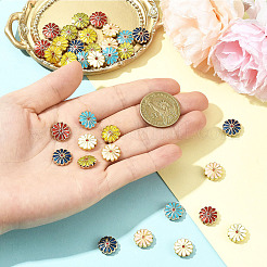 35шт 7 цвета сплава эмалевые бусины&nbsp;ENAM-YW0008-16