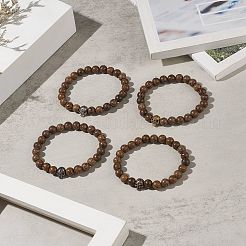 Браслет из натуральной древесины венге и сплава с черепом из бисера для женщин&nbsp;BJEW-JB09146