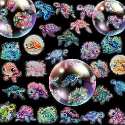 50 шт. водонепроницаемые наклейки из ПВХ с изображением морской черепахи PW-WG10E6D-01