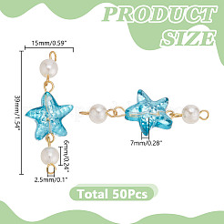 50 шт. градиентная краска для выпечки прозрачное стекло морская звезда и абс пластик имитация жемчуга соединительные подвески&nbsp;PALLOY-AR00033