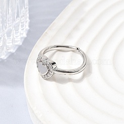 Латунные микропаве кубические цирконии манжеты открытые кольца для женщин&nbsp;RJEW-B160-10P