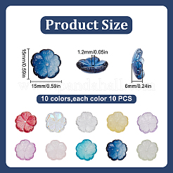 100шт 10 цвета прозрачные стеклянные бусины&nbsp;GLAA-DR0001-08