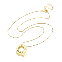 Женские ожерелья с подвеской в виде буквы из латуни и пластика в виде жемчуга NJEW-U017-01G-17