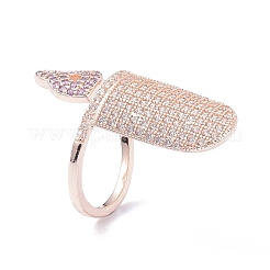 Латунные кольца для ногтей с микропаве и кубическим цирконием RJEW-D115-05RG