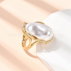 Латунные кольца-манжеты из АБС-пластика с имитацией жемчуга для женщин&nbsp;RJEW-B160-03G