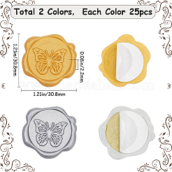 50 шт. 2-х цветные наклейки-клей с восковой печатью в виде бабочек DIY-CP0010-25