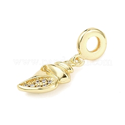 Подвески-шармы с изображением морских животных из латуни с микропаве из прозрачных кубических цирконий&nbsp;LS-KK-B159-04G-04