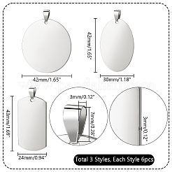 18 шт. 3 стиля 201 нержавеющая сталь штампованные пустые бирки подвески&nbsp;STAS-PH0005-63