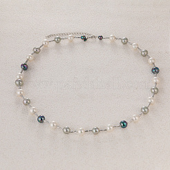 Элегантные ожерелья из круглого жемчуга и железных бусин для женщин&nbsp;ZH3328-2