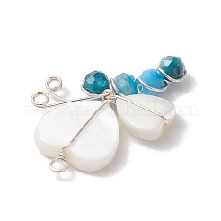 4 шт. 4 стиля граненых круглых подвесок-бабочки из натурального сердолика PALLOY-TA00235